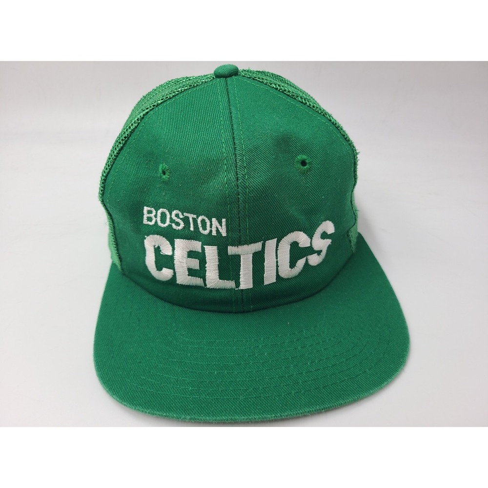 Vintage Boston Celtics AJD Mesh‎ Trucker Snapback Hat Cap NBA Basketball Green